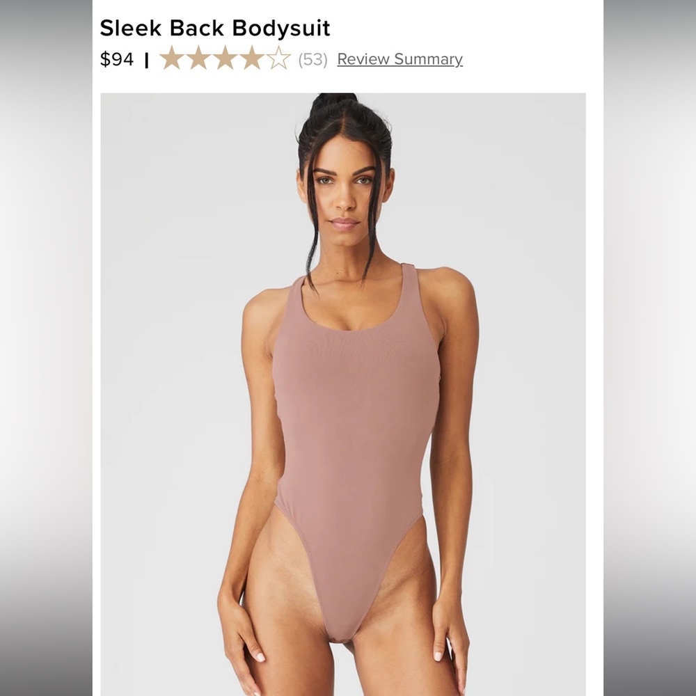 Alo Sleek Back Bodysuit Smoky Quartz size small